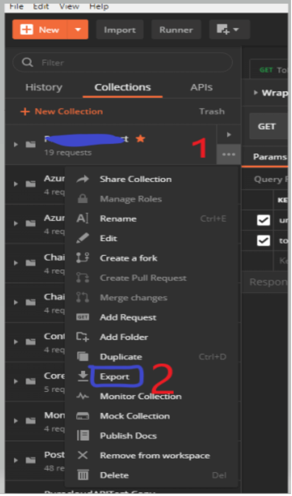 Collection window export option